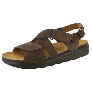 SAS Womens Huggy Cross Strap Sandal 10 M Teddy Brown Suede Adjustable NWOB